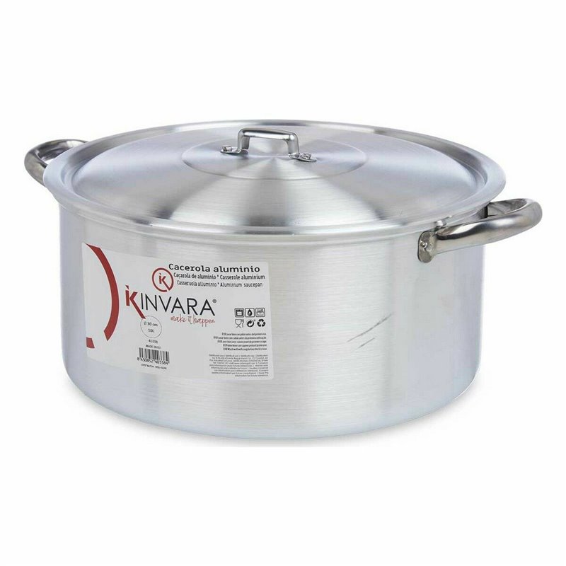 Image secondaire de Casserole avec Couvercle Argenté Aluminium 10 L (6 Unités)