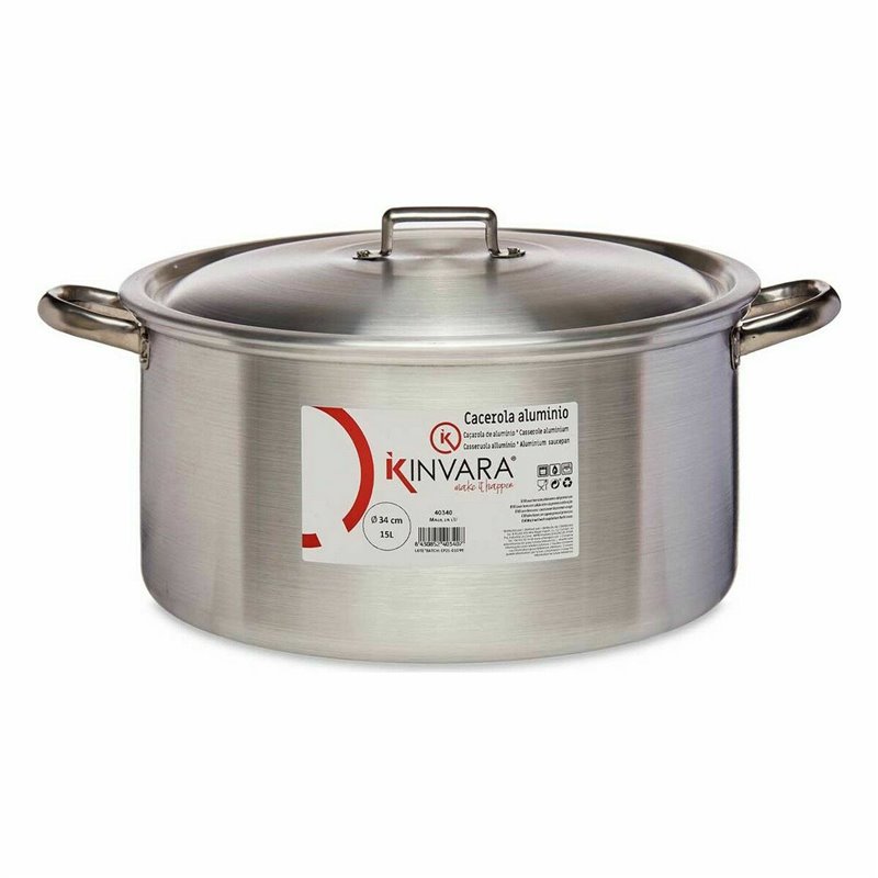 Image secondaire de Casserole avec Couvercle Argenté Aluminium 15 L (3 Unités)