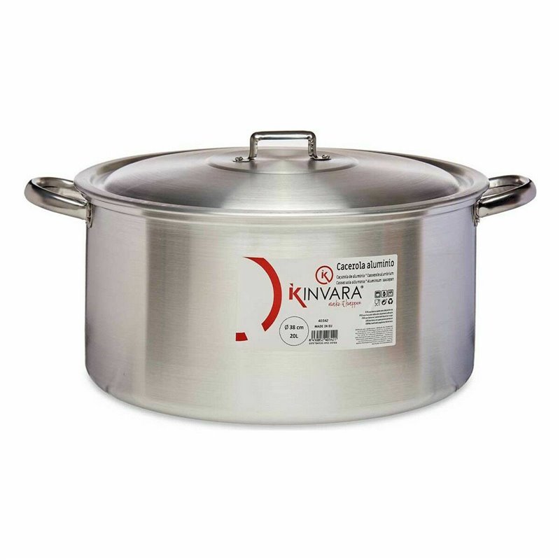 Image secondaire de Casserole avec Couvercle Argenté Aluminium 20 L (3 Unités)