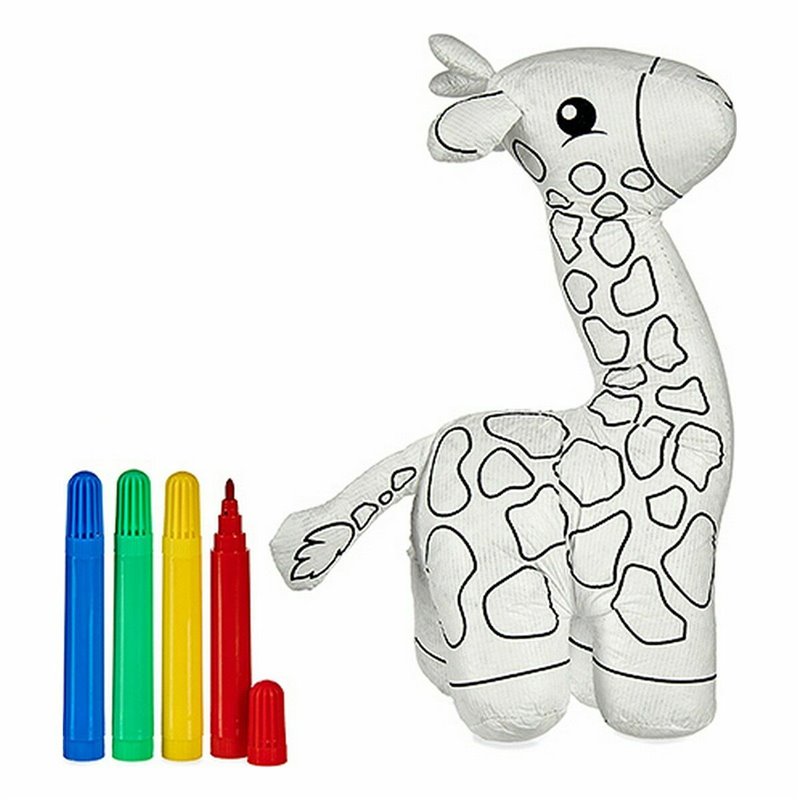 Image secondaire de Peluche à colorier Girafe Blanc Noir 9 x 23 x 15 cm (8 Unités)