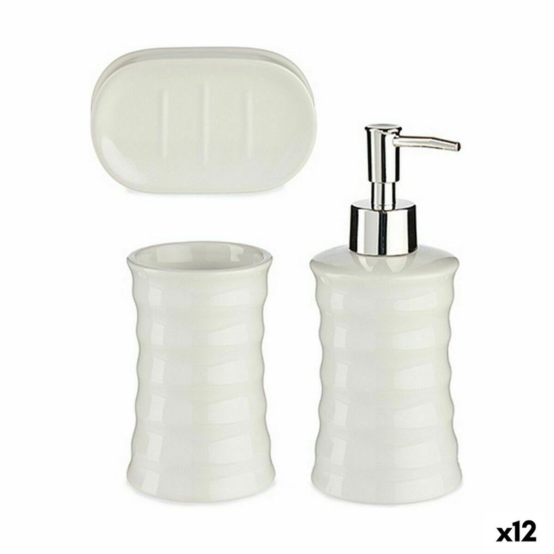 Ensemble de Bain Blanc Céramique (12 Unités)