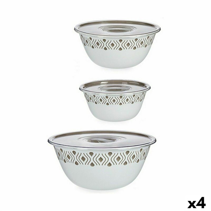 Set de Bols Stefanplast Tosca Avec couvercle Beige Plastique (4 Unités)