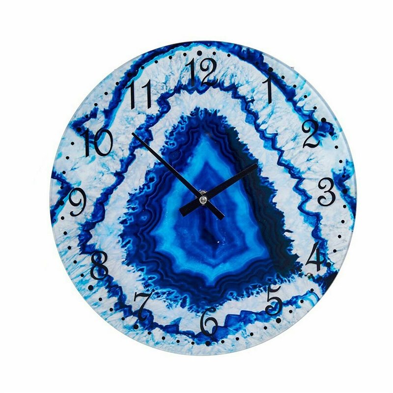 Image secondaire de Horloge Murale Marbre Bleu Verre 30 x 4 x 30 cm (4 Unités)