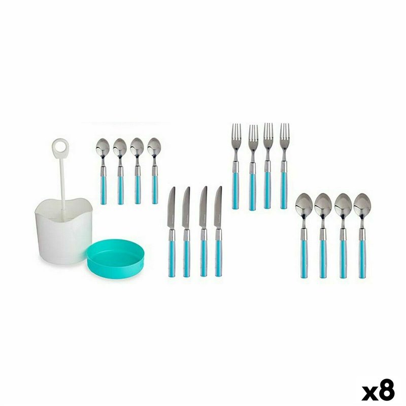 Ensemble de Couverts Bleu Acier inoxydable (8 Unités)