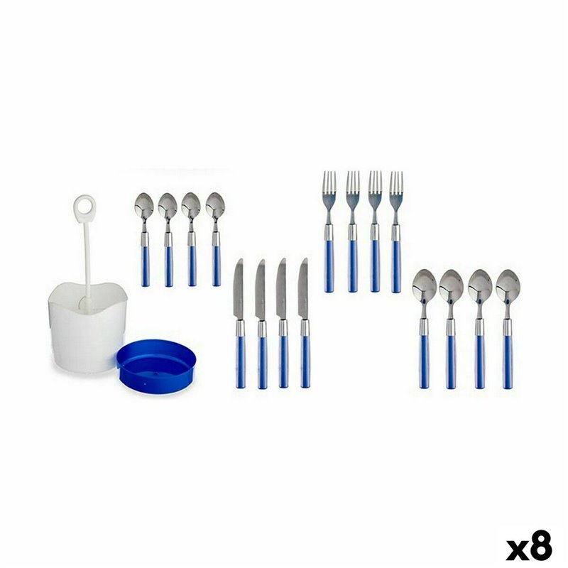 Ensemble de Couverts Bleu Acier inoxydable (8 Unités)