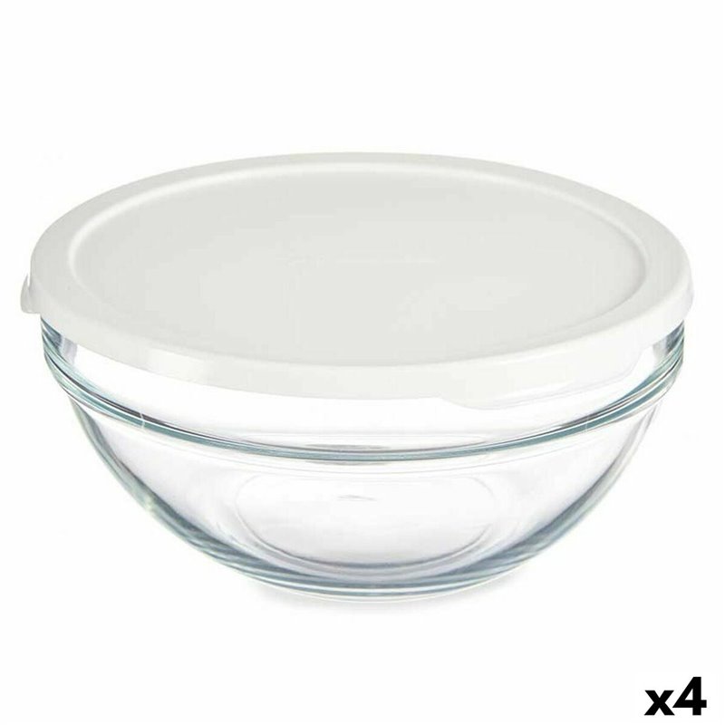 Panier-Repas rond avec couvercle Chefs Blanc 1,7 L 21 x 9 x 21 cm (4 Unités)