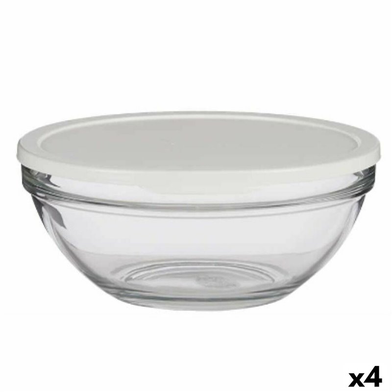 Panier-Repas rond avec couvercle Chefs Blanc 2,5 L 23,7 x 10,1 x 23,7 cm (4 Unités)