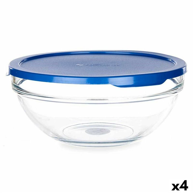 Panier-Repas rond avec couvercle Chefs Bleu 1,7 L 20,5 x 9 x 20,5 cm (4 Unités)