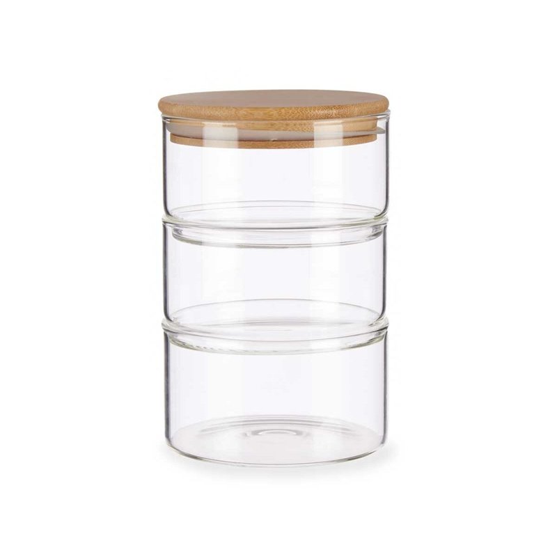 Image secondaire de Ensemble de contenants de cuisine hermétiques empilables Transparent Bambou 1,2 L 11,2 x 17,5 x 11,2 cm (8 Unités)