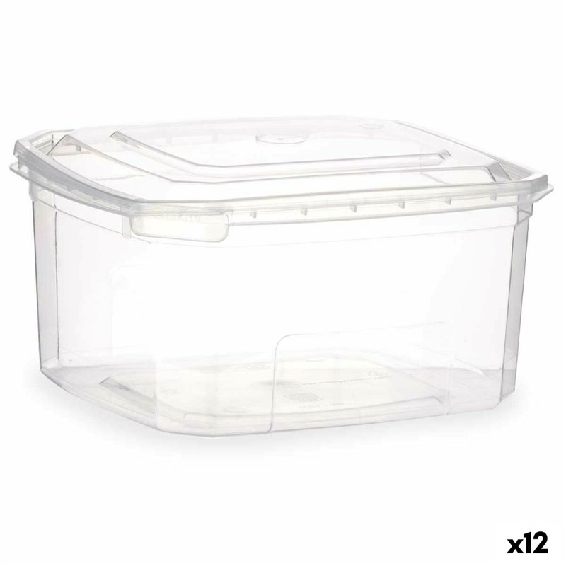 Boîte à repas rectangulaire avec couvercle Transparent polypropylène 1 L