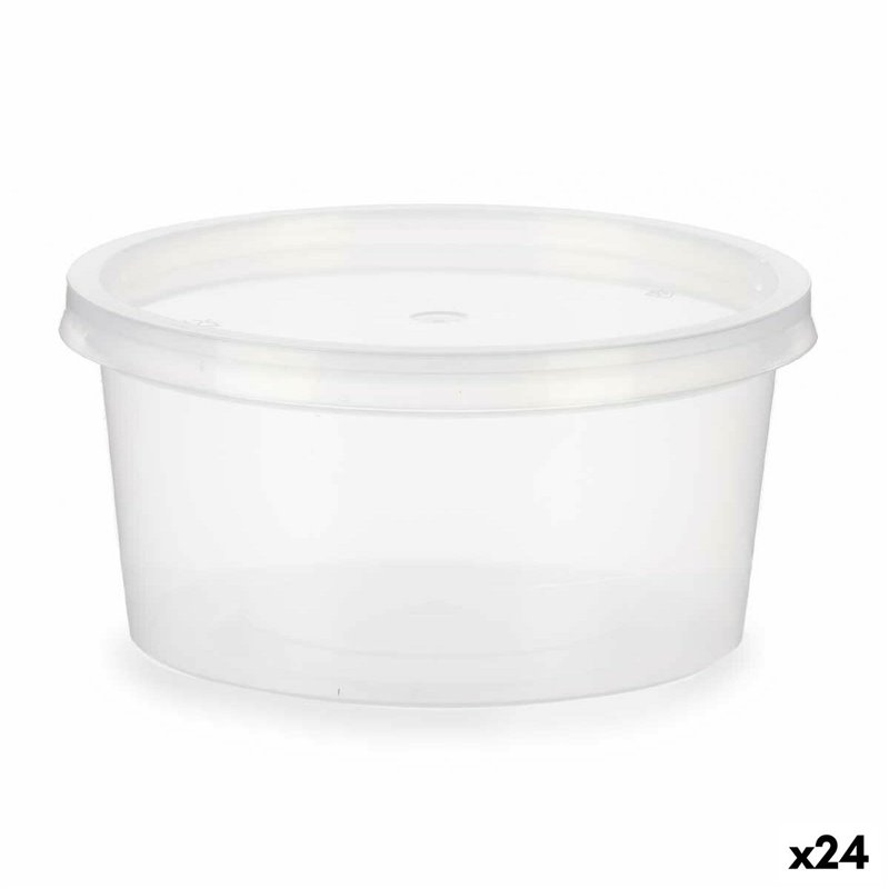 Panier-Repas rond avec couvercle Transparent polypropylène 500 ml 12,5 x 6,2 x 12,5 cm (24 Unités)