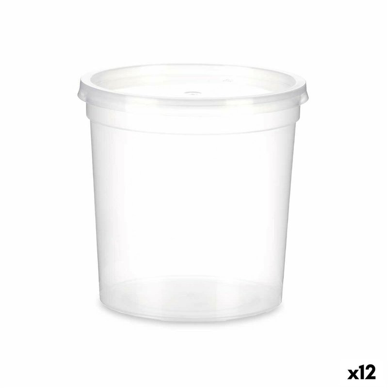 Panier-Repas rond avec couvercle Transparent polypropylène 1 L 12,5 x 12