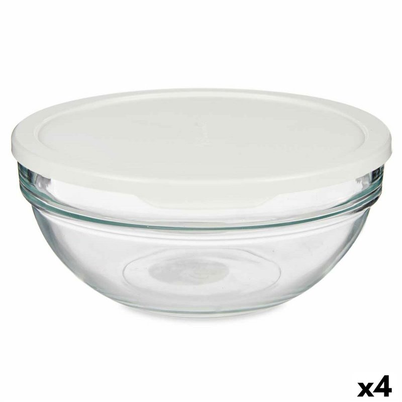 Panier-Repas rond avec couvercle Chefs Blanc 1,135 L 17,2 x 7,6 x 17,2 cm (4 Unités)