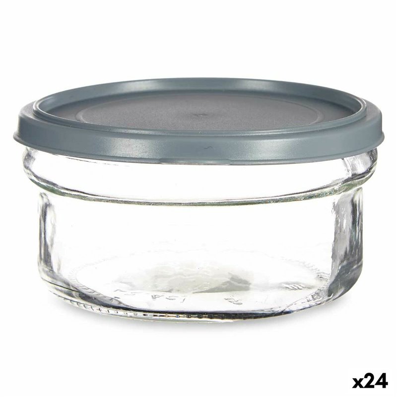 Panier-Repas rond avec couvercle Gris Plastique 415 ml 12 x 6 x 12 cm (24 Unités)