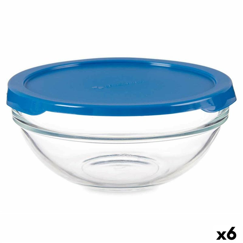 Panier-Repas rond avec couvercle Chefs Bleu 595 ml 14 x 6,3 x 14 cm (6 Unités)