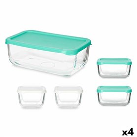 Ensemble de Boîtes à Lunch Snow Box Rectangulaire Blanc Turquoise (4 Uni