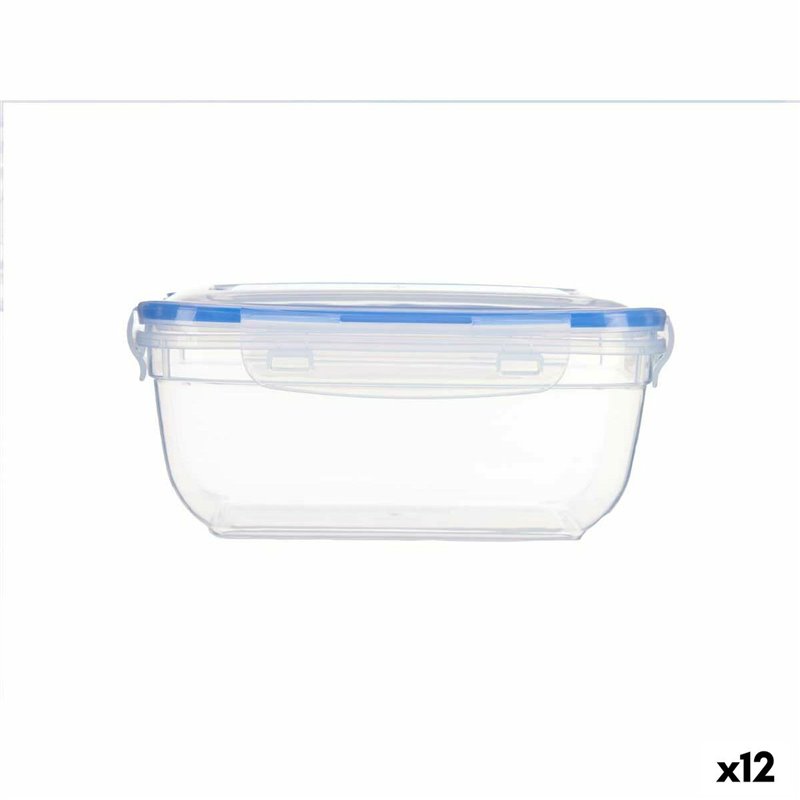 Boîte à lunch hermétique Carré Transparent polypropylène 1,4 L 14,5 x 8,5 x 20 cm (12 Unités)