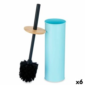 Brosse de salle de wc Bleu Métal Bambou Plastique 9,5 X 27 X 9,5 cm (6 U
