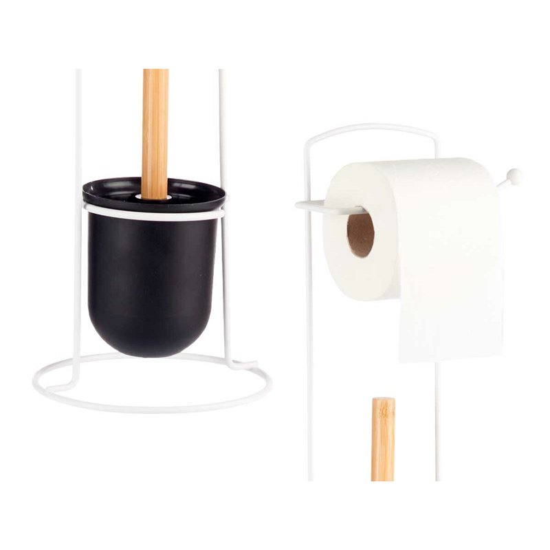 Image secondaire de Porte-Rouleaux pour Papier Toilette Blanc Métal Bambou 17 x 57 x 16,5 cm (6 Unités)