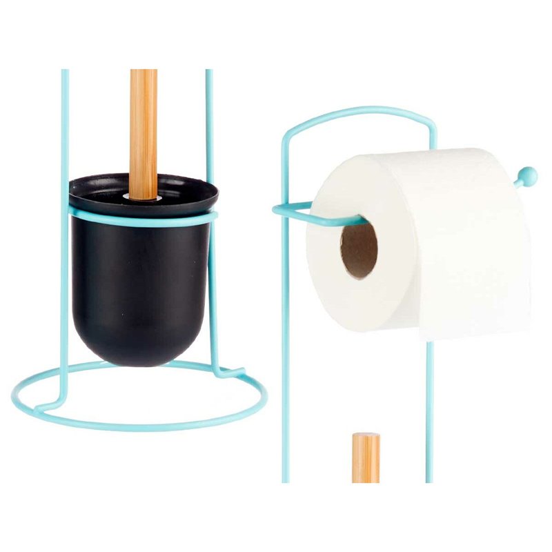 Image secondaire de Porte-Rouleaux pour Papier Toilette Bleu Métal Bambou 17 x 57 x 16,5 cm (6 Unités)