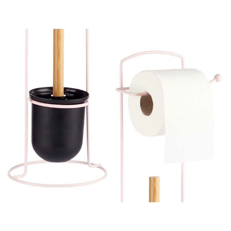 Image secondaire de Porte-Rouleaux pour Papier Toilette Rose Métal Bambou 17 x 57 x 16,5 cm (6 Unités)