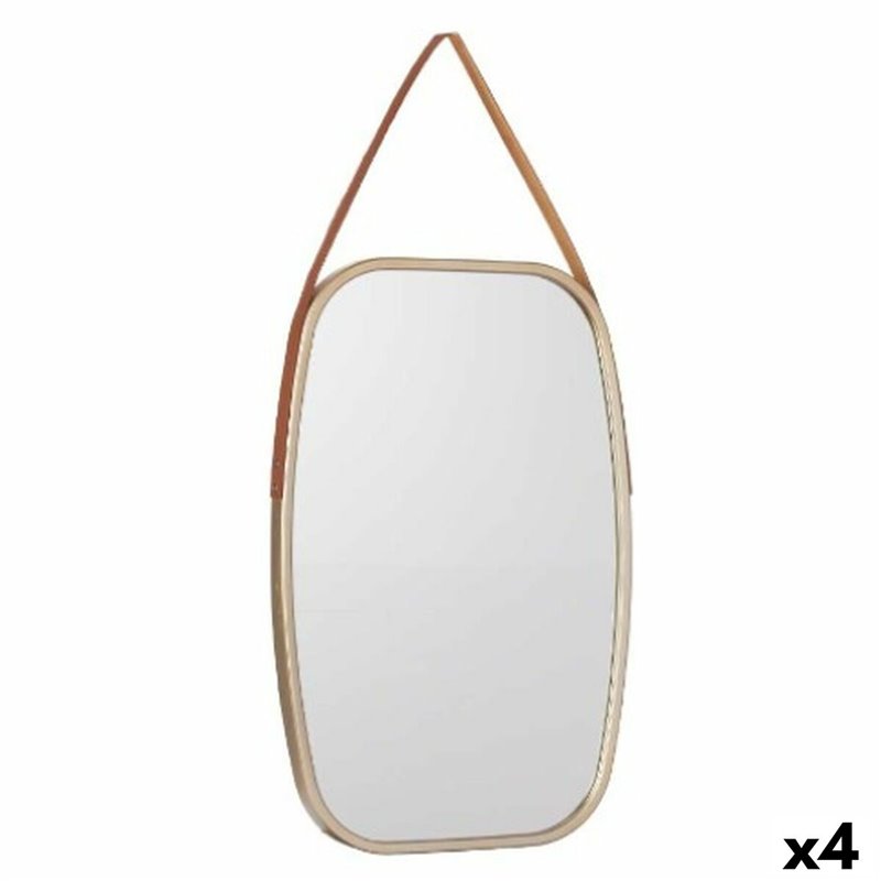 Miroir mural Marron champagne Verre Cuir Synthétique 43 x 65 x 3 cm (4 Unités)