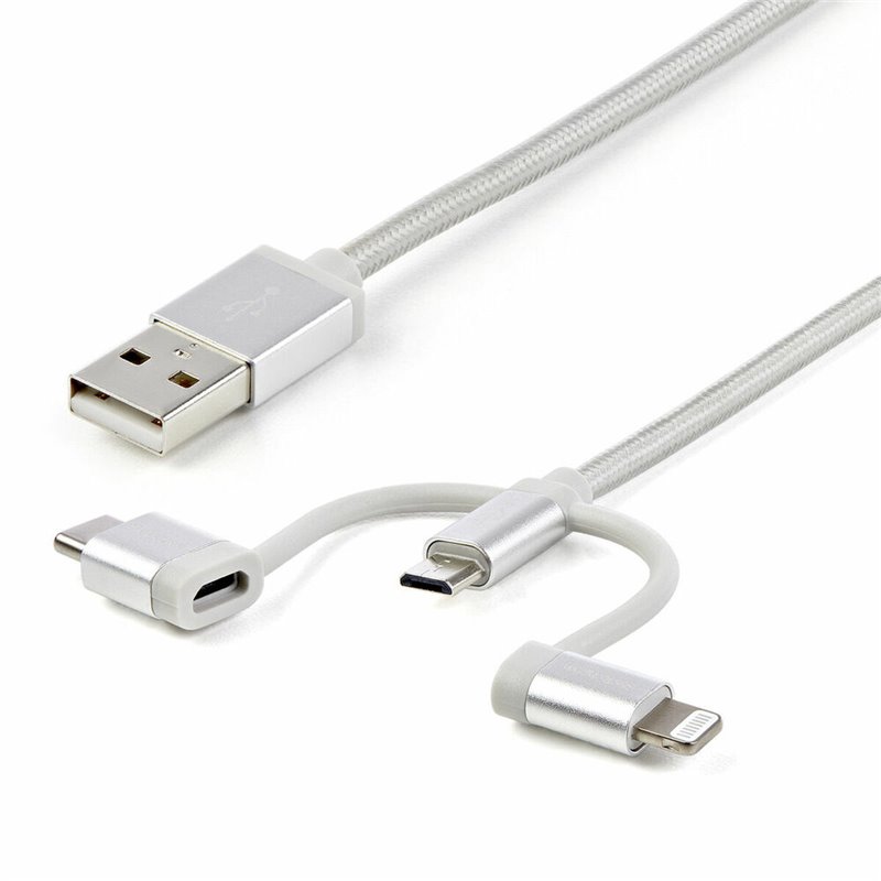 Startech.com Câble multi chargeur USB de 1 m - Lightning USB-C Micro-B - Tressé