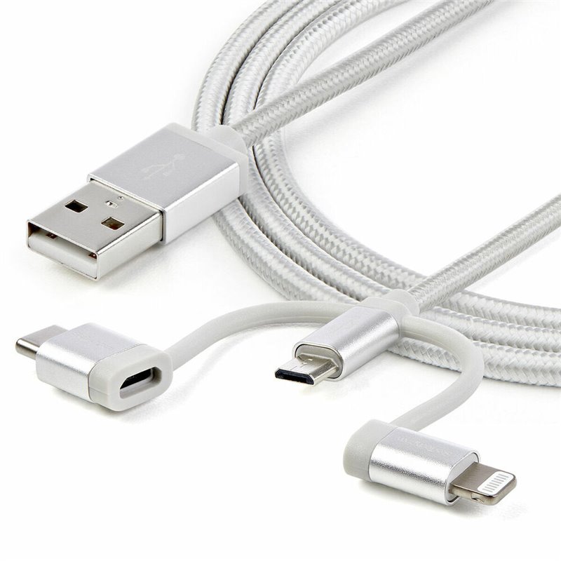 Image secondaire de Startech.com Câble multi chargeur USB de 1 m - Lightning USB-C Micro-B - Tressé