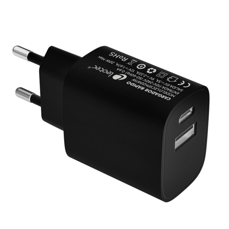 Chargeur mural Leotec PD 20 W Noir Multicouleur