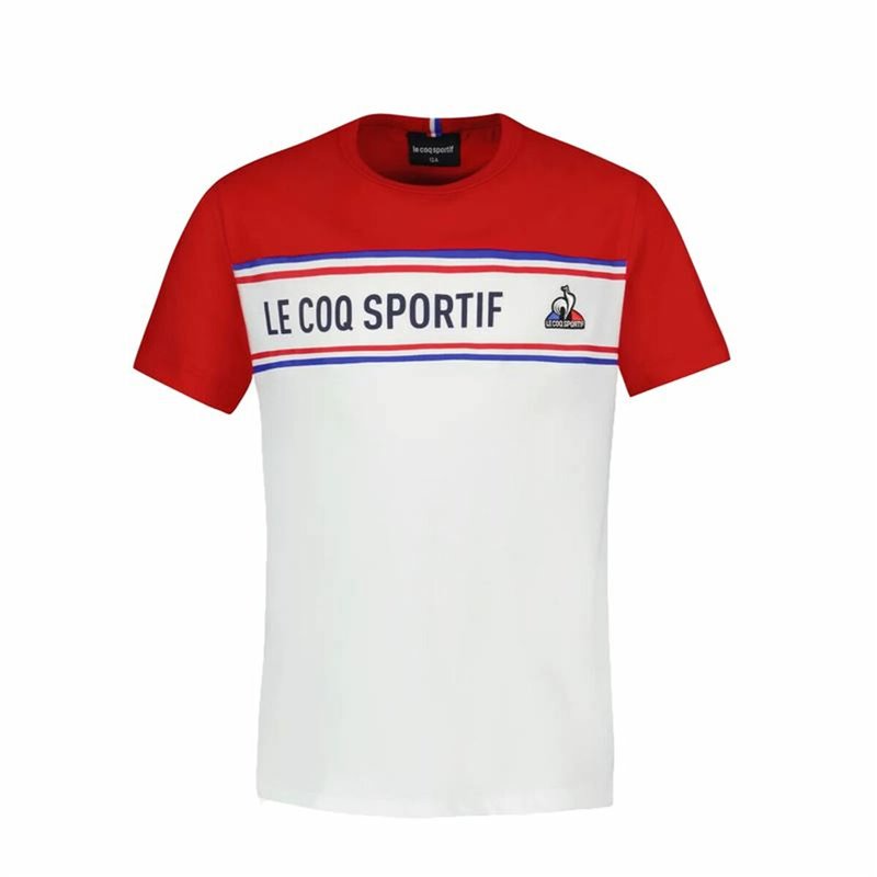 T-Shirt à manches courtes enfant Le coq sportif N°2 Tricolore Blanc