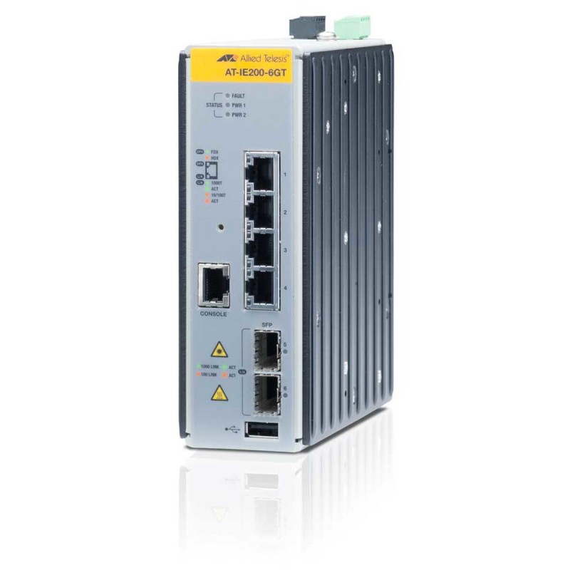 Allied Telesis AT-IE200-6GT Géré L2 Gigabit Ethernet (10/100/1000) Noir