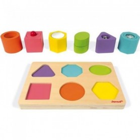 JANOD - Puzzle 6 cubes sensoriels (bois) - Dès 1 An