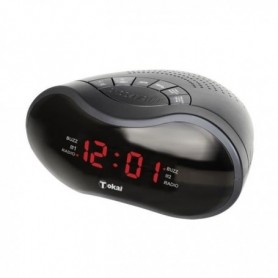 Tokai. Radio réveil FM avec prise USB pour recharge téléphone. Noir