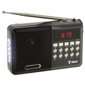 RADIO FM MP3 PORTABLE + LAMPE 4 LEDS, ENTRÉES USB, MICRO SD ET AUX - TOKAÏ