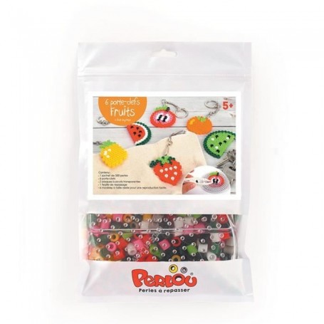 Kit de perles à repasser - 6 Porte-clés fruits