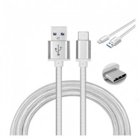 Cable USB-C pour Samsung Galaxy A32 5G-Samsung Galaxy A32 4G - Nylon Argent