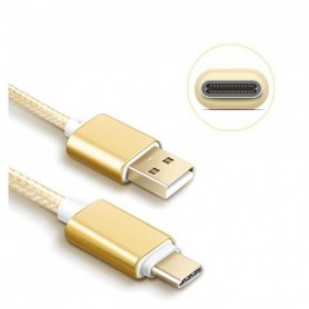 Cable USB-C pour Samsung Galaxy A12-Samsung Galaxy A02S - Nylon Or 1 Mètre