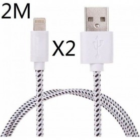Lot de 3, 2m]Câble Chargeur Cordon en Nylon Tressé Connecteur en Aluminium  pour iPhone iPad iPod-Rose+Gris