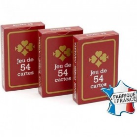 FRANCE CARTES - Jeu de 54 Cartes - Gauloise Rouge - Lot de 3 - Cartonnées