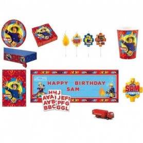 MEGA Kit (cde 8 ) Sam Le Pompier 8 Enfants Complet Anniversaire (8 Assiettes