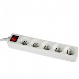 Bloc de 5 prises électriques avec interrupteur blanc 3Gx1mmx1m