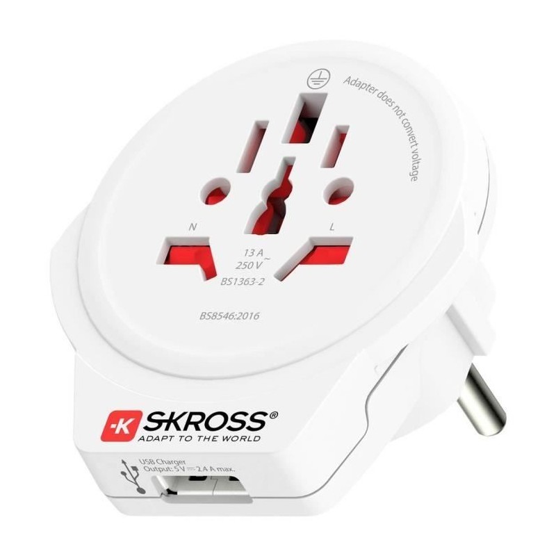 Adaptateur pour Prises Skross 1.500266 Blanc