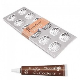 Moule à madeleines en fer blanc 12 empreintes + 1 Stylo chocolat offert