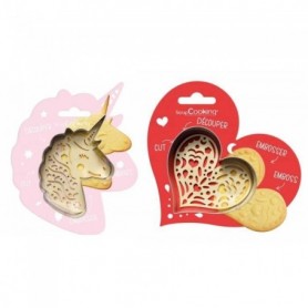 Kit pour biscuit en relief Licorne + Coeur