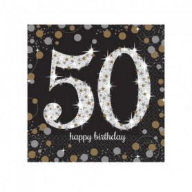 Noir et or 50e anniversaire serviettes