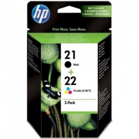 HP 21/22 Pack de 2 cartouches d'encre noire et trois couleurs authentiques
