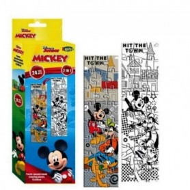 Puzzle Mickey Mouse a colorier 24 pieces 48 x 13 cm decorer enfant GUIZMAX