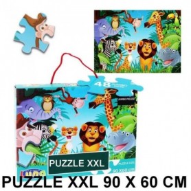 Puzzle geant 48 pieces La Jungle Lion Girafe piece XL 60 x 90 cm GUIZMAX
