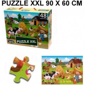 Puzzle geant 48 pieces La Ferme Poule Cochon Vache piece XL 60 x 90 cm