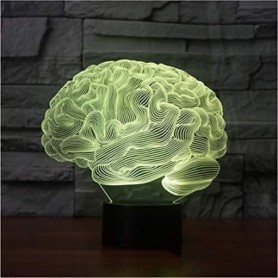3D Optique LED Veilleuse Forme du cerveau 3D Illusion Lampe 7 Changement
